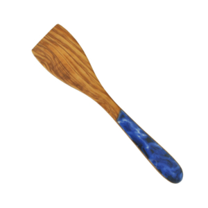 Olive Wood Spatula With Painted Blue Handle